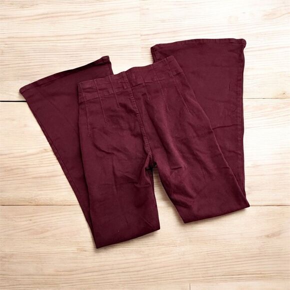 Forever 21 High Rise Waisted Jeans Flare Bellbottom Burgundy Red 28” - Picture 4 of 10